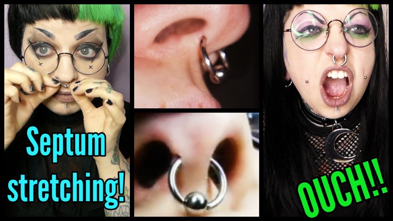 Stretching My Septum Piercing 1.6mm (14g) - 3.2mm (7g) // Emily Boo ...