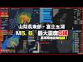 【緊急地震速報 警報】2026/06/26 22:29 山梨県東部・富士五湖(M5.6 最大震度6弱 長周期階級1) #地震