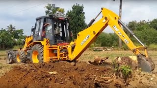 Lazy Driver in Escorts Dozer - Dozer Pulling Tree Root on Road construction - JCB VIDEO