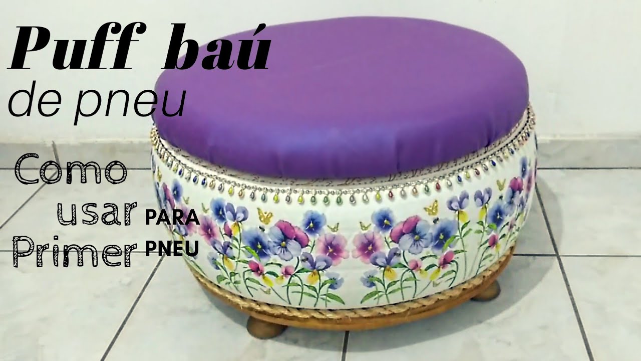Puff de pneu/ forro do baú#RaquelCostapuffdepneu