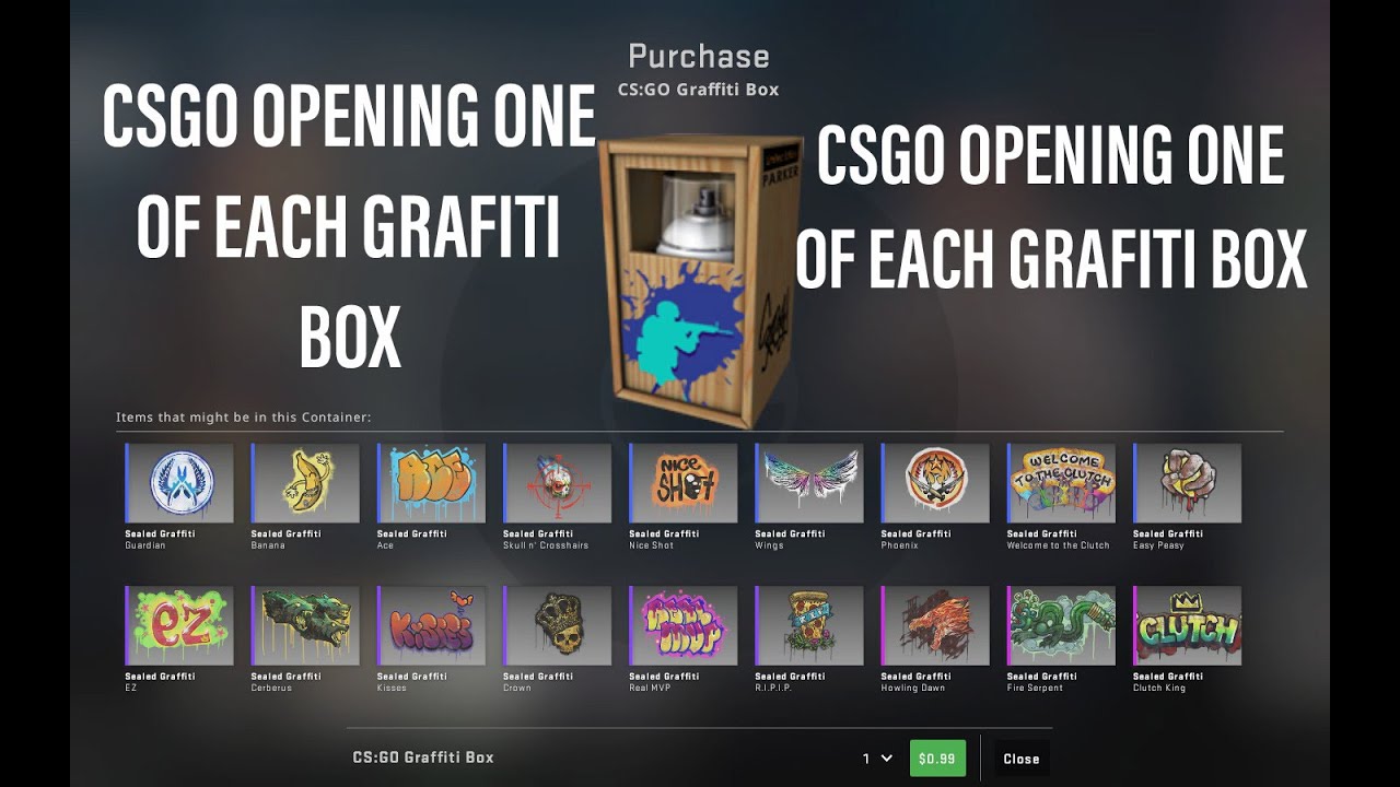 CSGO OPENING ONE OF EACH GRAFITI BOX !!!!