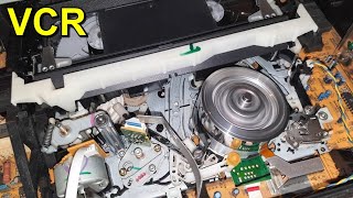 Inside a working VCR Player