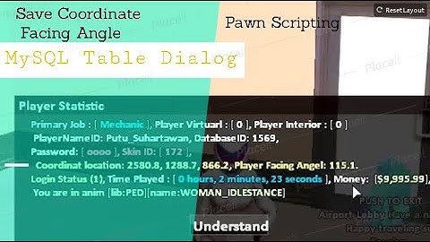 How Save Coordinate Facing Angle GTA SAMP Server MySQL Table Dialog Pawn Scripting Player Position