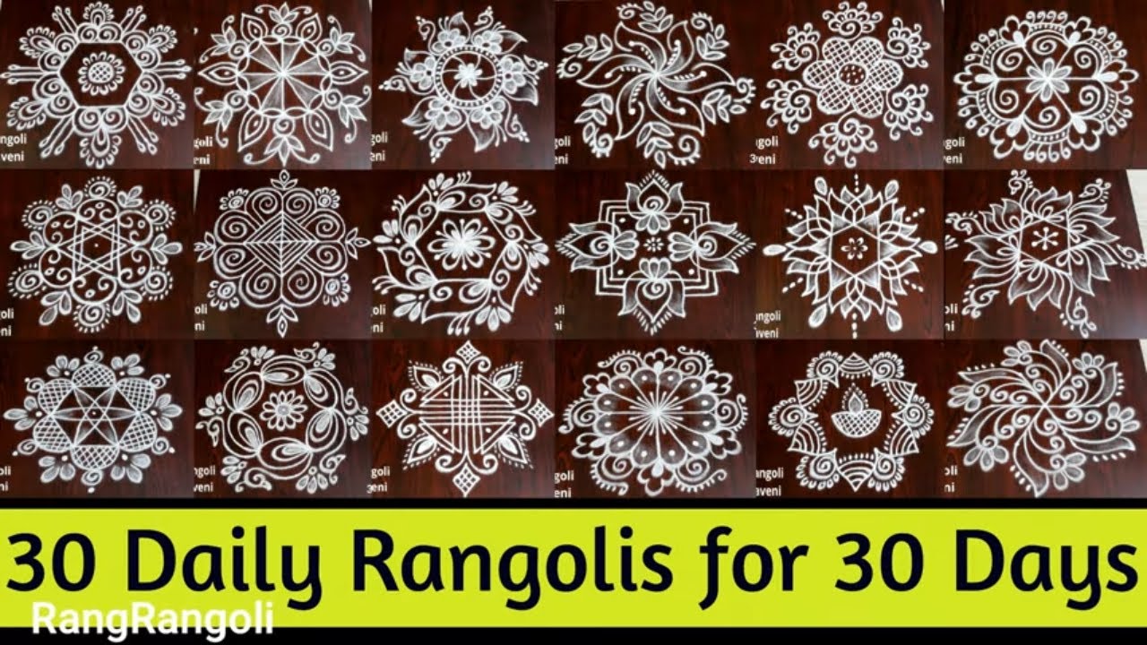 30 Daily Rangolis for 30 Days🌺Easy Muggulu🌺Small Kolams🌺RangRangoli ...
