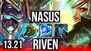 NASUS vs RIVEN (TOP) | 8/0/6, Legendary, 500+ games | KR Master | 13.21