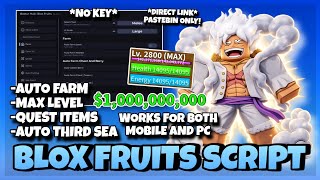 Blox Fruits Script Pastebin **NO KEY** Auto Farm Level Max, Auto Quest, Sea Event, Raid, Combat OP