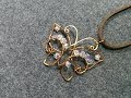 Copper wire Butterfly pendant with crystal - DIY wire jewelry 172