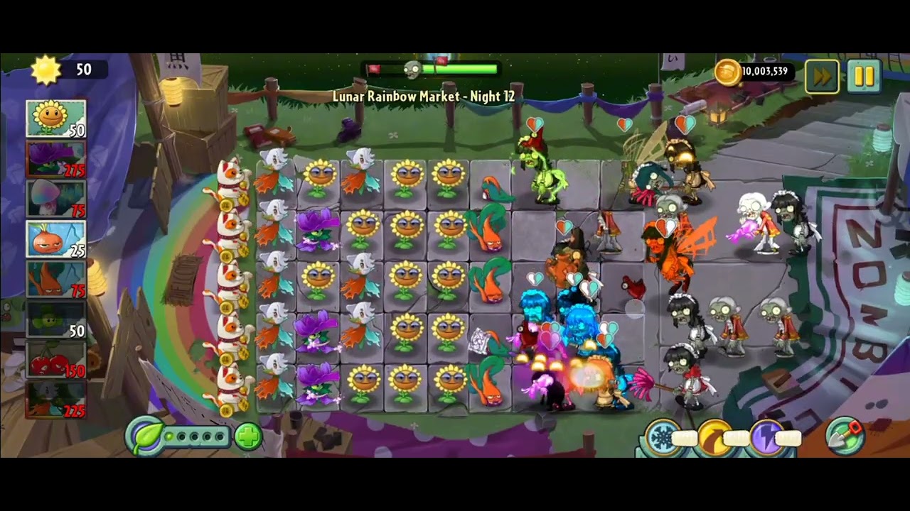 PvZ 2 Refloushed Gameplay: Lunar Rainbow Market (Night 11 to Night 15)