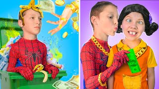 I'm with my girlfriend for money! Poor Superhero vs Giga Rich Superhero! image