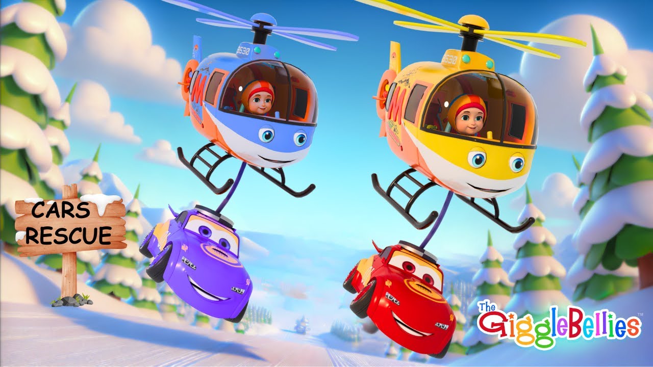 Cars Rescue | HELICOPTER Rescues The CARS | Nursery Rhymes - GiggleBellies