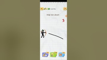 Draw 2 Save Stickman Puzzle Level 46:  Help him shoot