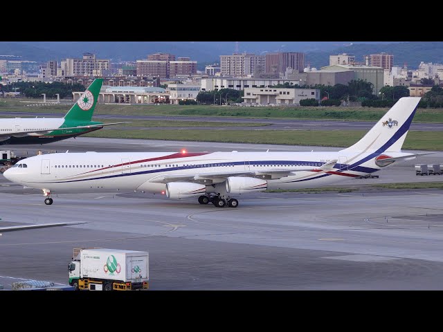 稀有訪客！前華航史瓦帝尼王國A340-300專機來訪臺北桃園機場！飛機起降