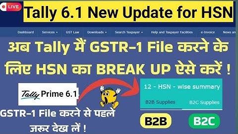 6.1 SEPARATE B2B & B2C HSN SUMMARY IN GSTR1 | TALLY PRIME 6.1 NEW UPDATE |HSN SUMMARY IN TALLY PRIME