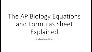 AP Biology Equations and Formulas Explained