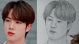 how to Simple draw BTS Jin step by step Timelapse #howtodraw #btsjin #bts