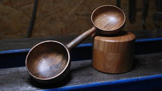 Woodturning / a wooden scoop / 2 in 1 / turning and carving 🪵