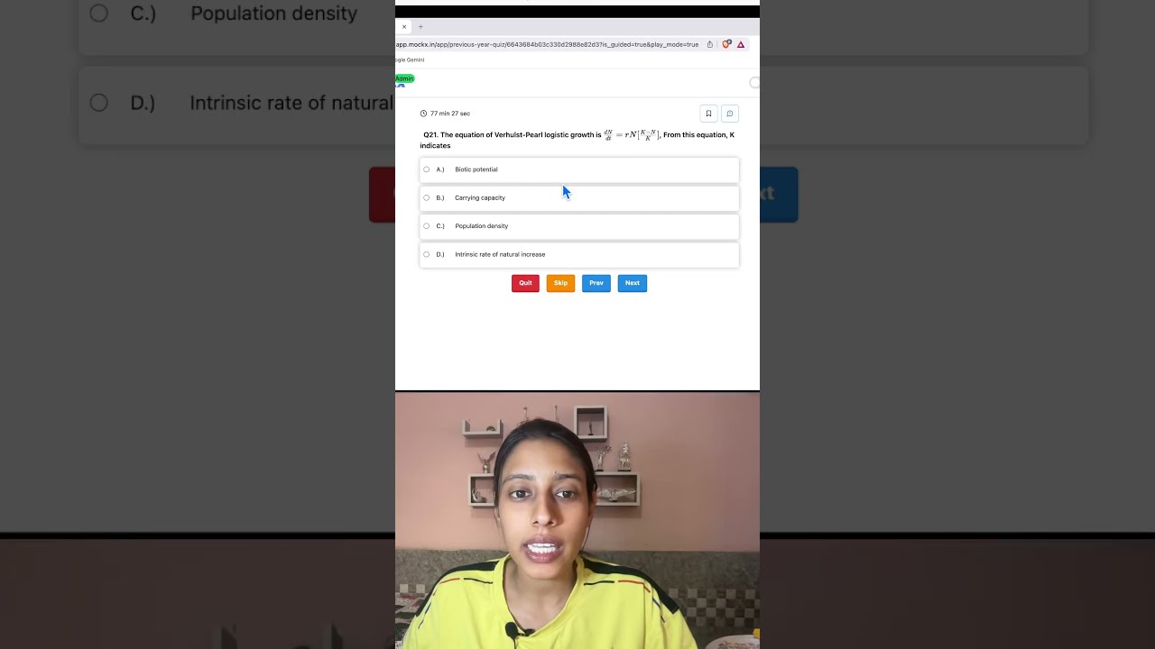 What Does “K” Represent in Logistic Growth? 📈 | NEET Biology MCQ 🔥 #neet2026preparation