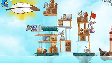 Angry Birds Rio Hidden Harbor Level 2 Mighty Eagle Walkthrough