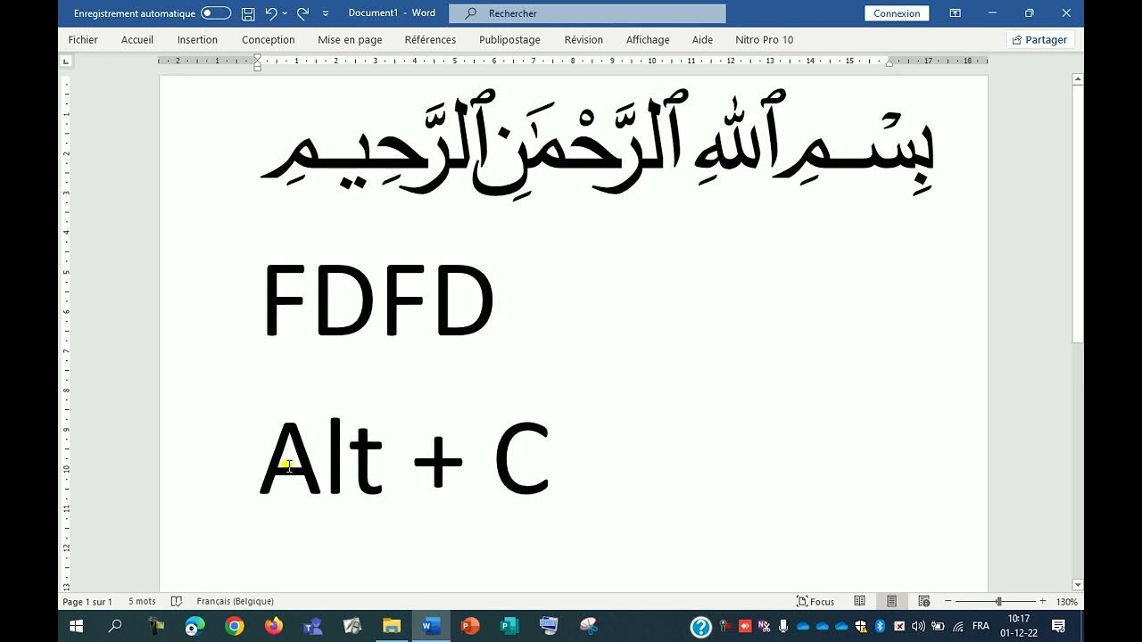 Pour écrire Bismi Allah irahmani rahim en arabe ﷽ à l