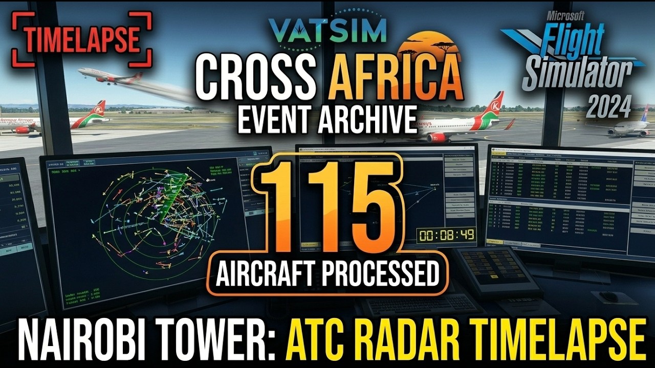 115 Aircraft in 6 Minutes! | Nairobi Tower ATC Radar Timelapse [VATSIM Cross Africa 2026]