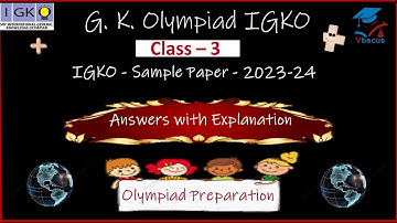 #vbacus ✍️IGKO Class 3 Current Affairs 2022-23 / Class 3 IGKO olympiad 2023-24 / GK olympiad 🔥 #igko