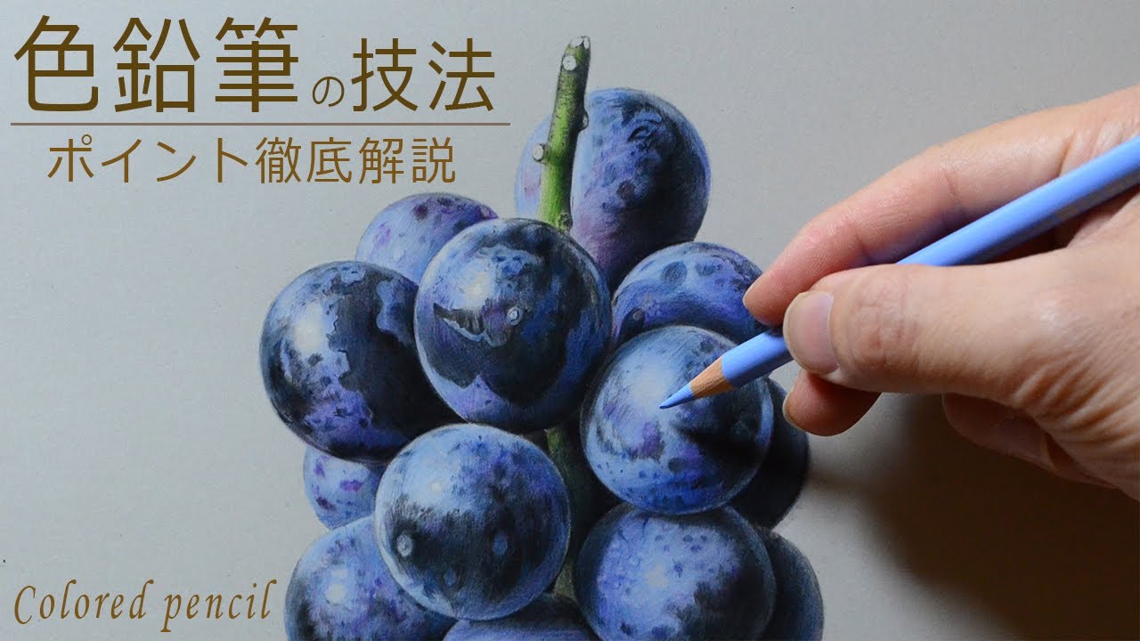 イラストメイキング 色鉛筆でリアルな葡萄の描き方 画材紹介 スーパーリアリズム Youtube