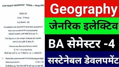 #Geography generic elective semester 4 question paper #Ge geography semester 4
