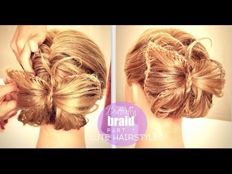 ★ BUTTERFLY BRAID BUN TUTORIAL PT1 | HAIRSTYLES FOR MEDIUM LONG HAIR | FRENCH FISHTAIL Holiday Updo