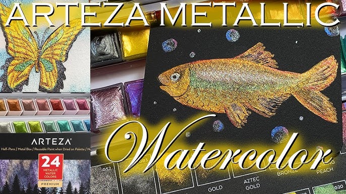 Metallic Watercolors on Black Watercolor Paper  Arteza Metallic Watercolors  Review & Card Project – Jackie's Craft Table