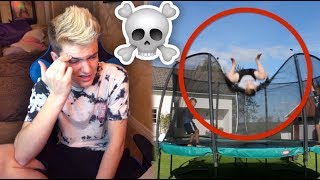 REACTING TO BAD TRAMPOLINE FAILS 2!!