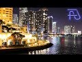 Downtown miami and brickell at night while cruising along biscayne bay