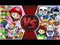 MARIO vs UNDERTALE TOTAL WAR! (Mario vs Sans, Undertale/Deltarune Animation) Cartoon Fight Rewind