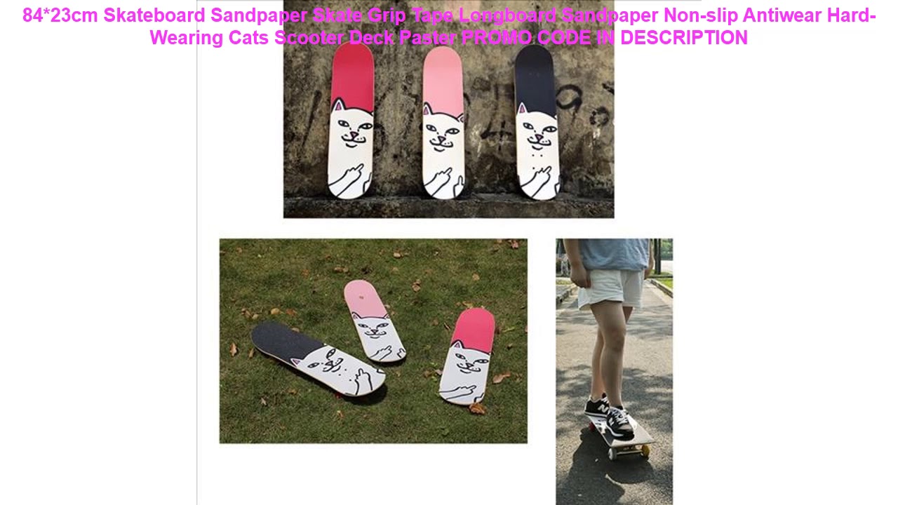 Cat with Blank Card Skateboard Grip Tape Sheet Scooter Deck Sand Paper 9 x 33