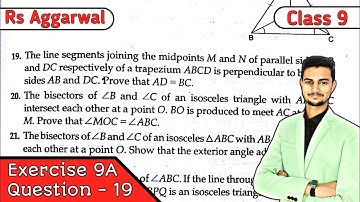 Class 9 Ex 9A Q19 Congruence of Triangles and Inequalities in a Triangle | Rs Aggarwal | CBSE