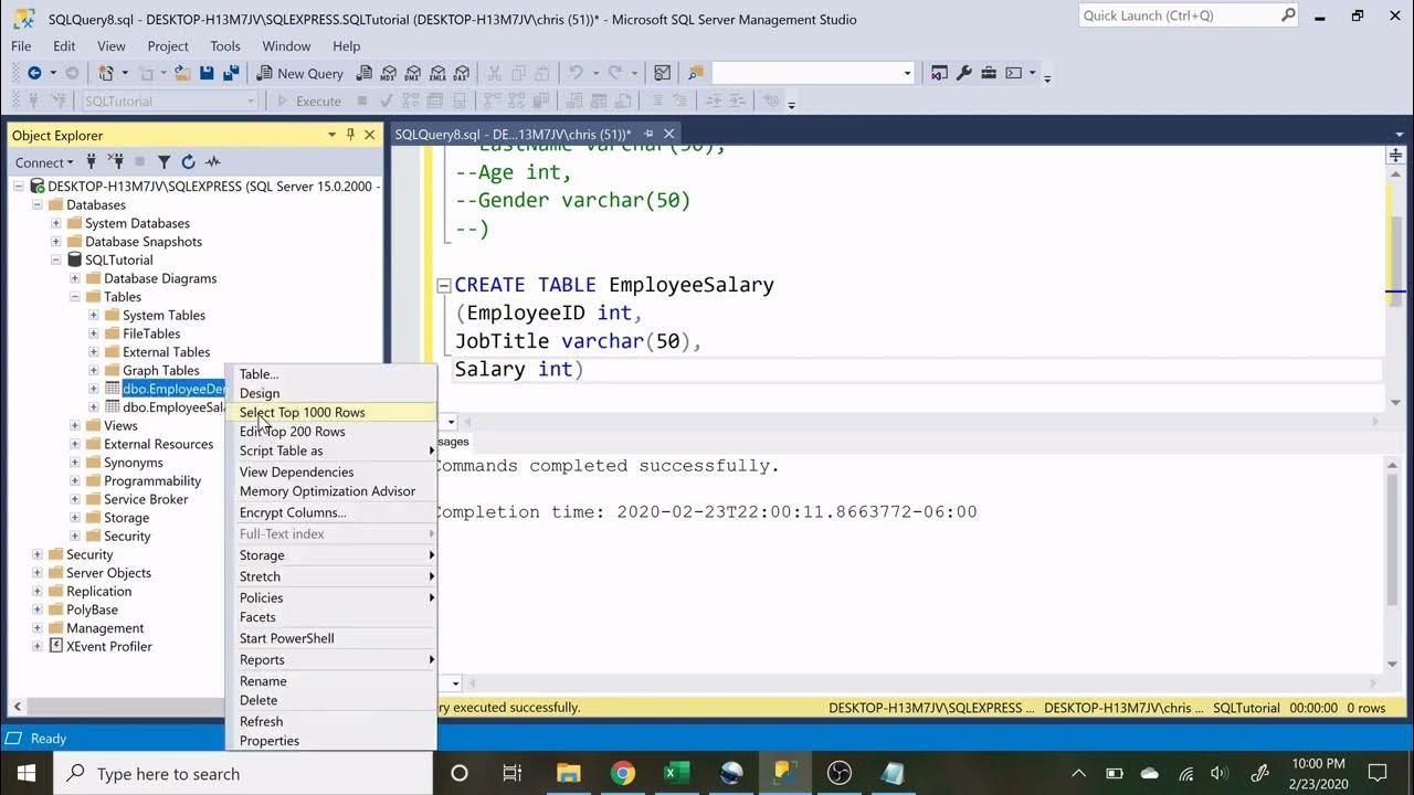 Installing SQL Server Management Studio and Creating Tables in SQL ...