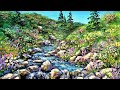 Stream with Wildflowers Landscape Acrylic Painting LIVE Instruction