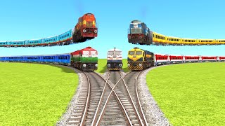 Trains Crossing on BUMPY FORKED RAILROAD Crossing | Train Simulator 2022 | Train Railroad #railroad