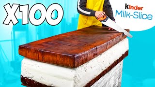 Giant Kinder Milk Slice | How To Make The World’s Largest DIY Kinder by VANZAI
