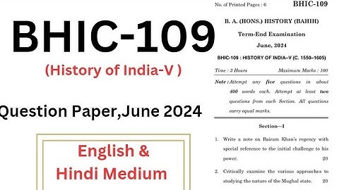 BHIC-109 June 2024 Question paper !!BHIC-109 Previous year question paper #ignouquestionpaper #ignou