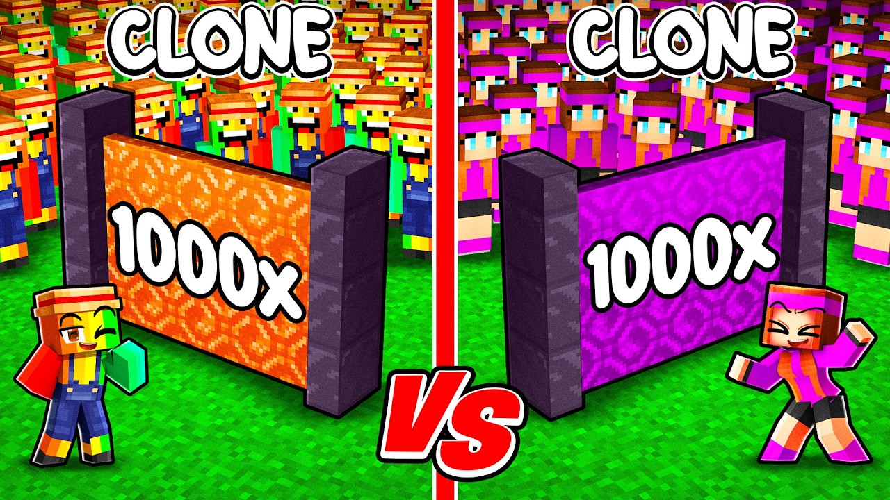 1000 CLONES awariz vs 1000 CLONES anna sur Minecraft !