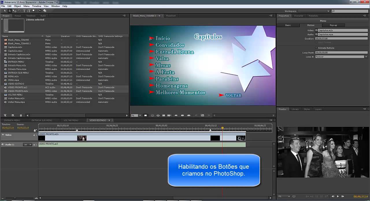 adobe encore cs6 menu