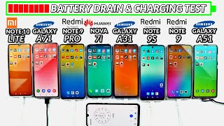 Mi Note 10 Lite vs A71 vs Note 9 Pro vs Nova 7i vs A31 vs Note 9S vs Note 9 vs A51 Battery Test