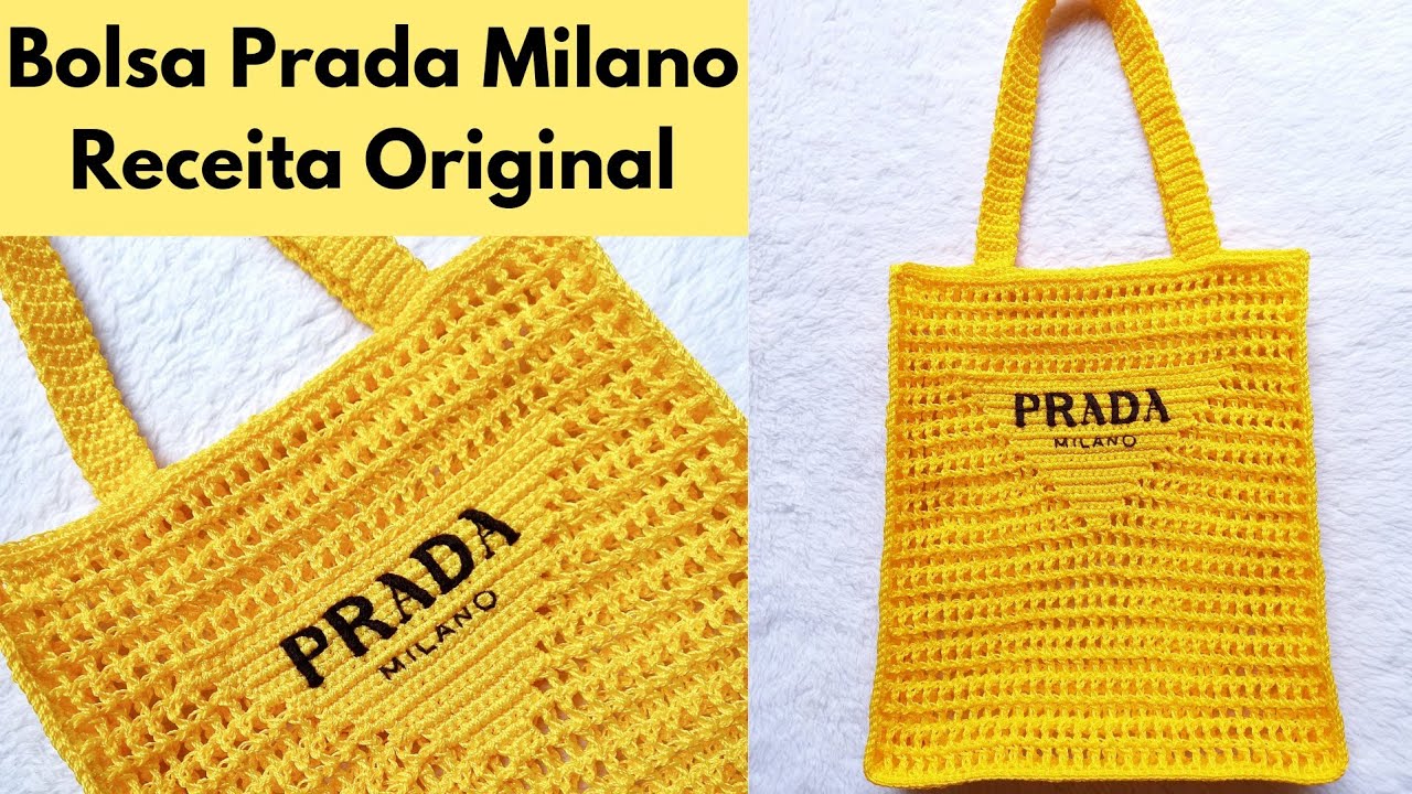 BOLSA PRADA MILANO EM CROCHÊ |Triângulo Em Pontos Baixos | Eco Bag Crochet  /Repost - YouTube