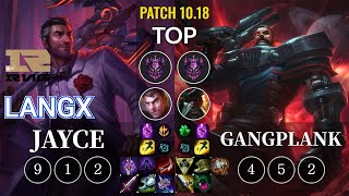 RNG Langx Jayce vs Gangplank Top - KR Patch 10.18