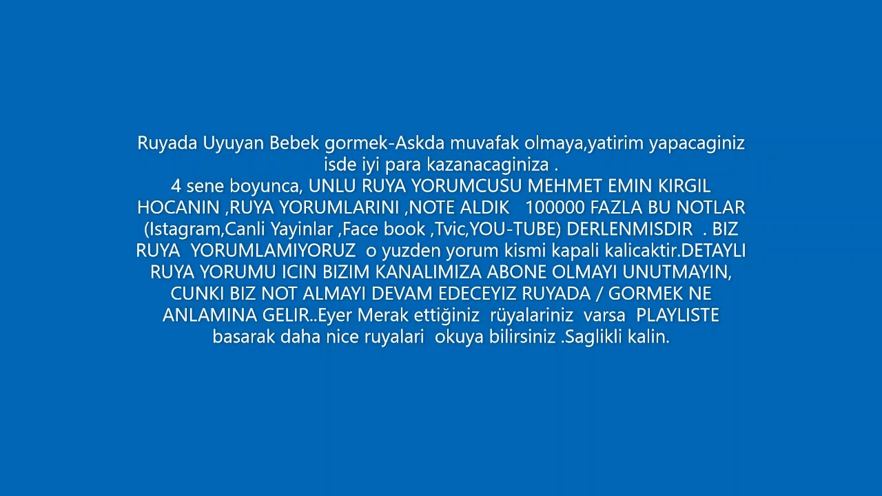 Ruyada Uyuyan Bebek gormek. YouTube