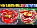 Why rashad uses red valkyrievaltryek in beyblade burst quaddrive
