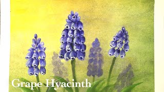 Blue grape hyacinth ( muscari ) painting | tiny flower acrylic painting