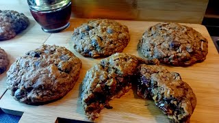 XL Cowboy Cookies 🍪 filled with chocolate will make your day! | Glutenfree recipe #fusionfood