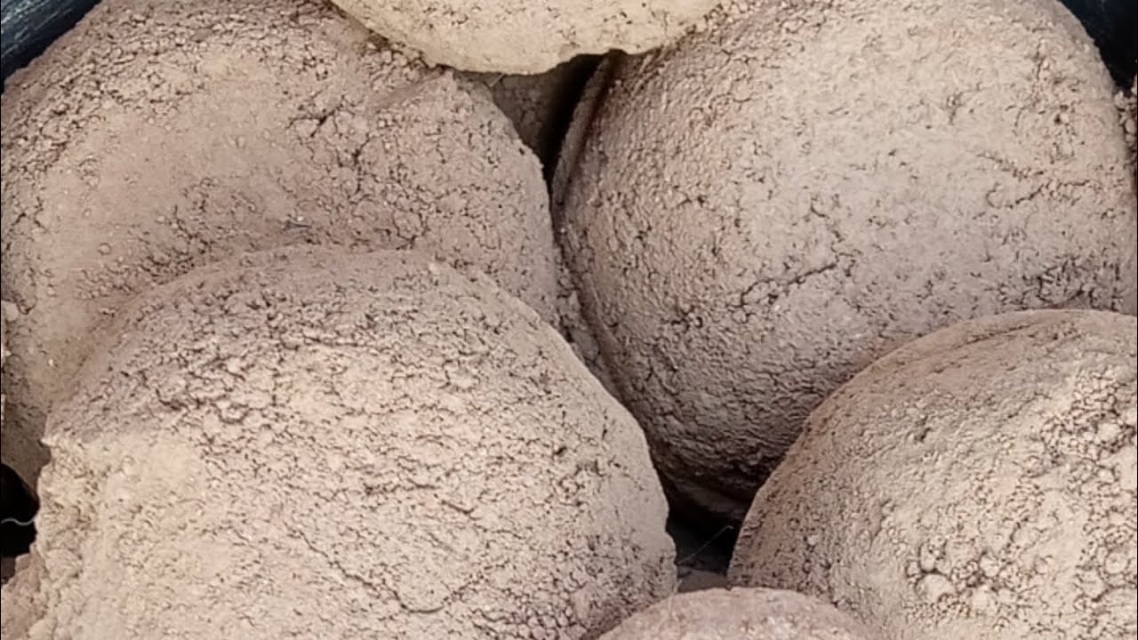 Greety red dirt crumbling 