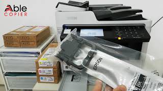 loading new ink packs in epson workforce printer wf c5790